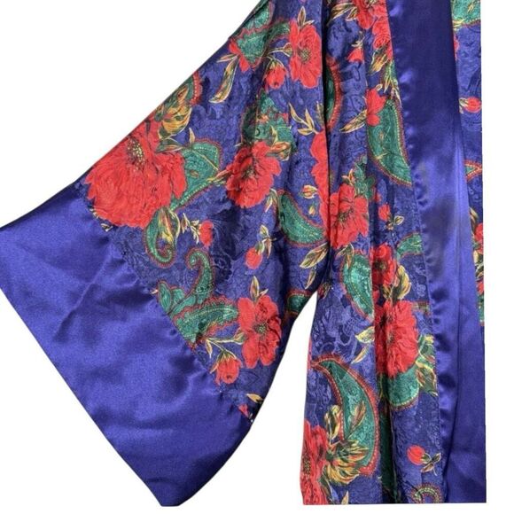 Vintage Gold Tag Victorias Secret Purple & Red Floral MIDI Robe Sz S - Picture 4 of 4